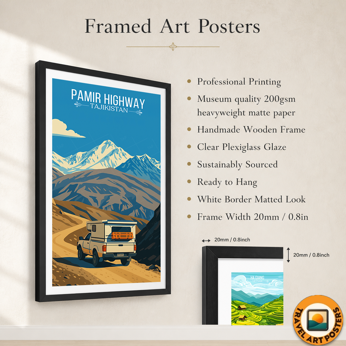 Pamir Highway - Tajikistan - Travel Poster Print Modern Style Wall Art