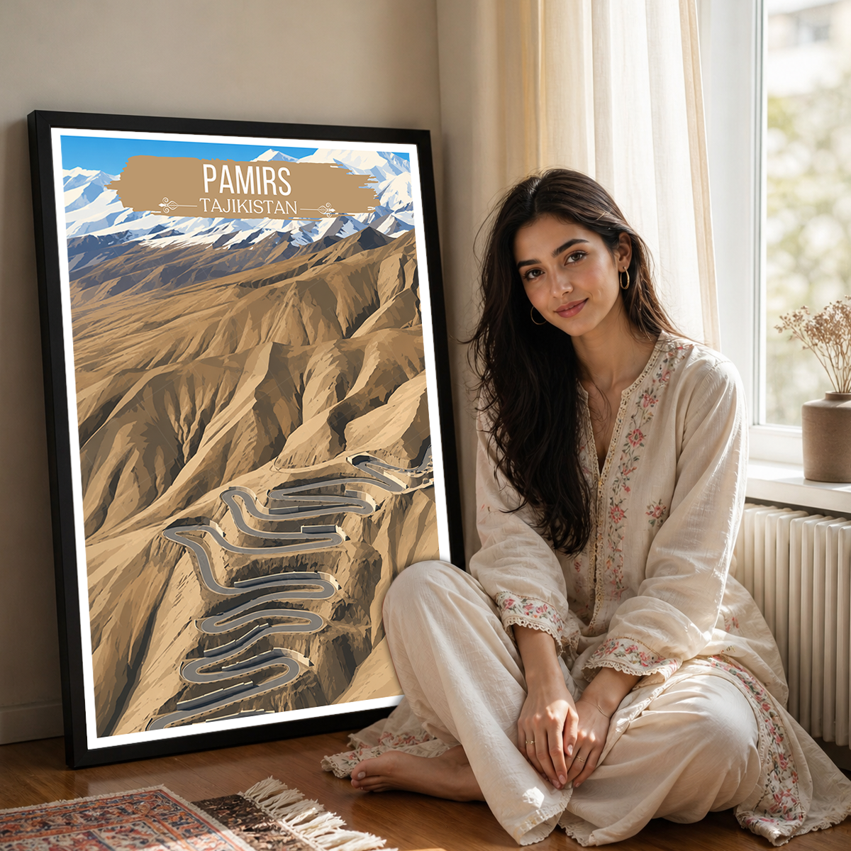 Pamirs - Tajikistan - Travel Poster Print Modern Style Wall Art