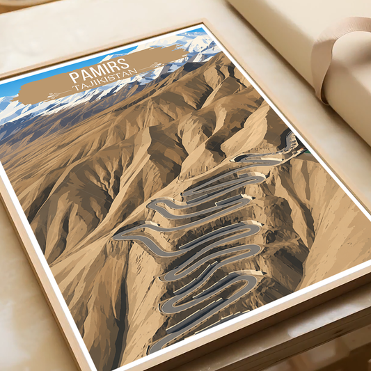 Pamirs - Tajikistan - Travel Poster Print Modern Style Wall Art - Art Print - Travel Art Poster