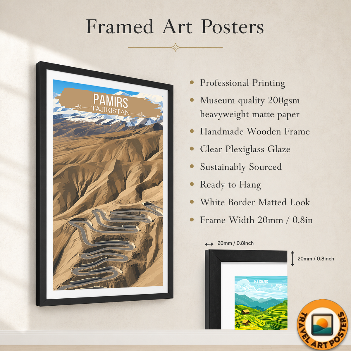 Pamirs - Tajikistan - Travel Poster Print Modern Style Wall Art