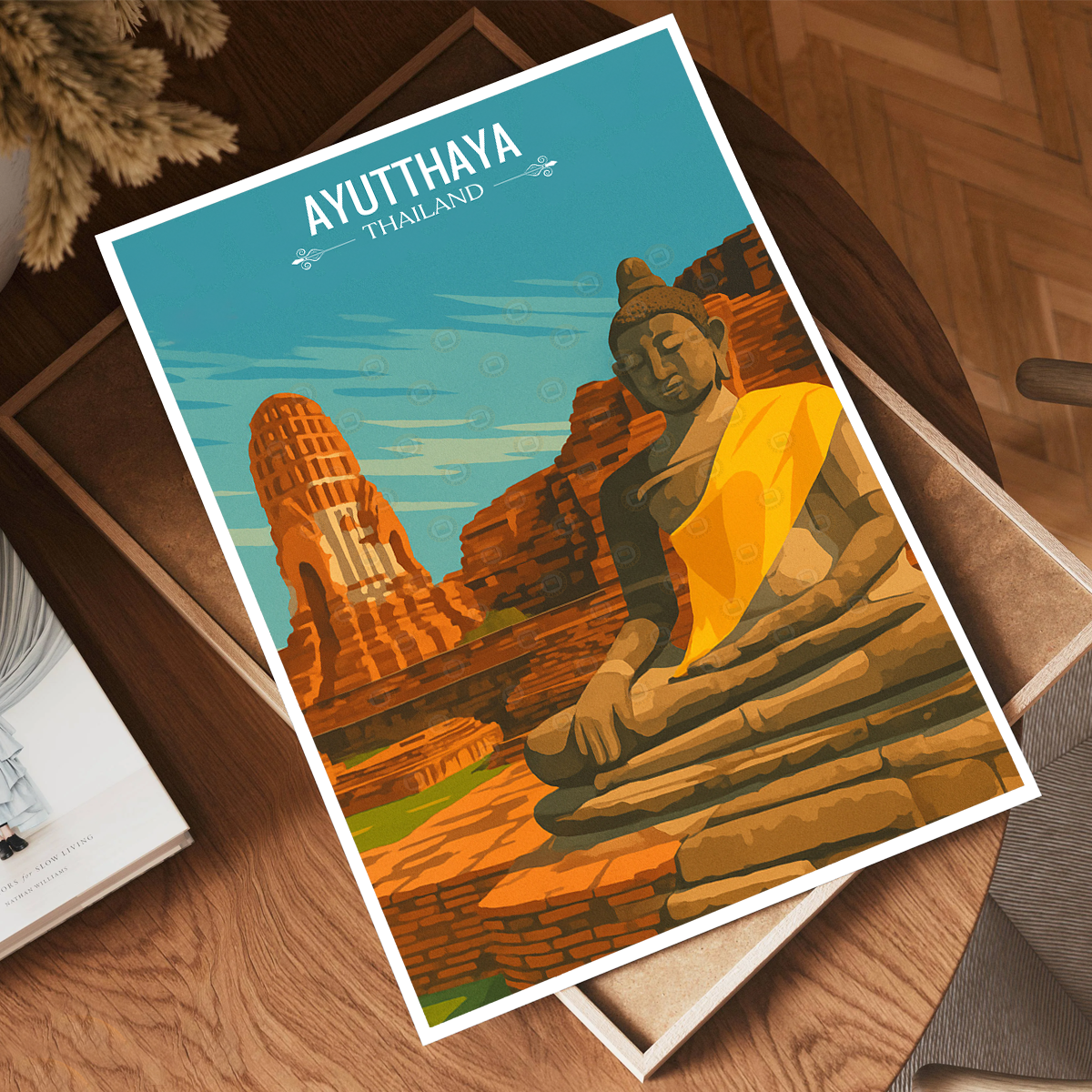 Ayutthaya - Thailand - Travel Poster Vintage Style Wall Art Print - Art Print - Travel Art Poster