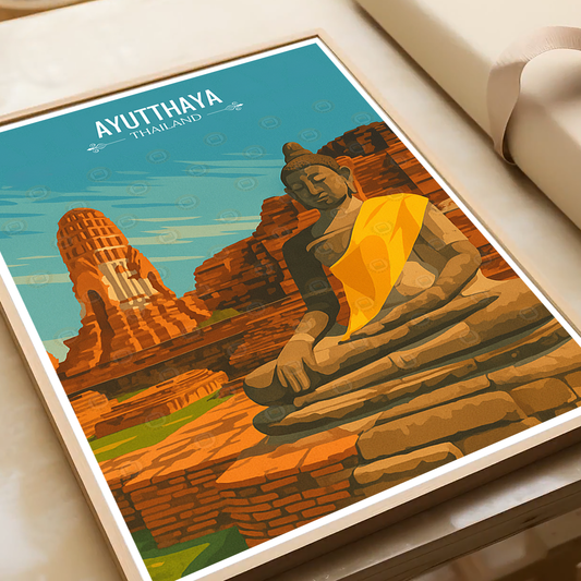 Ayutthaya - Thailand - Travel Poster Vintage Style Wall Art Print - Art Print - Travel Art Poster