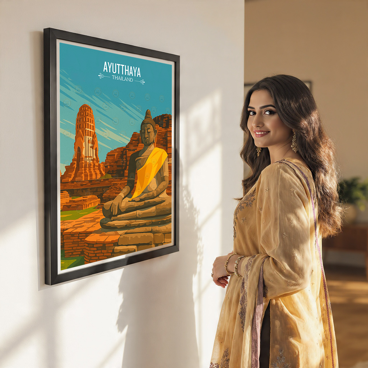 Ayutthaya - Thailand - Travel Poster Vintage Style Wall Art Print - Art Print - Travel Art Poster