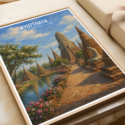 Ayutthaya - Thailand - Travel Poster Vintage Style Wall Art Print - Art Print - Travel Art Poster