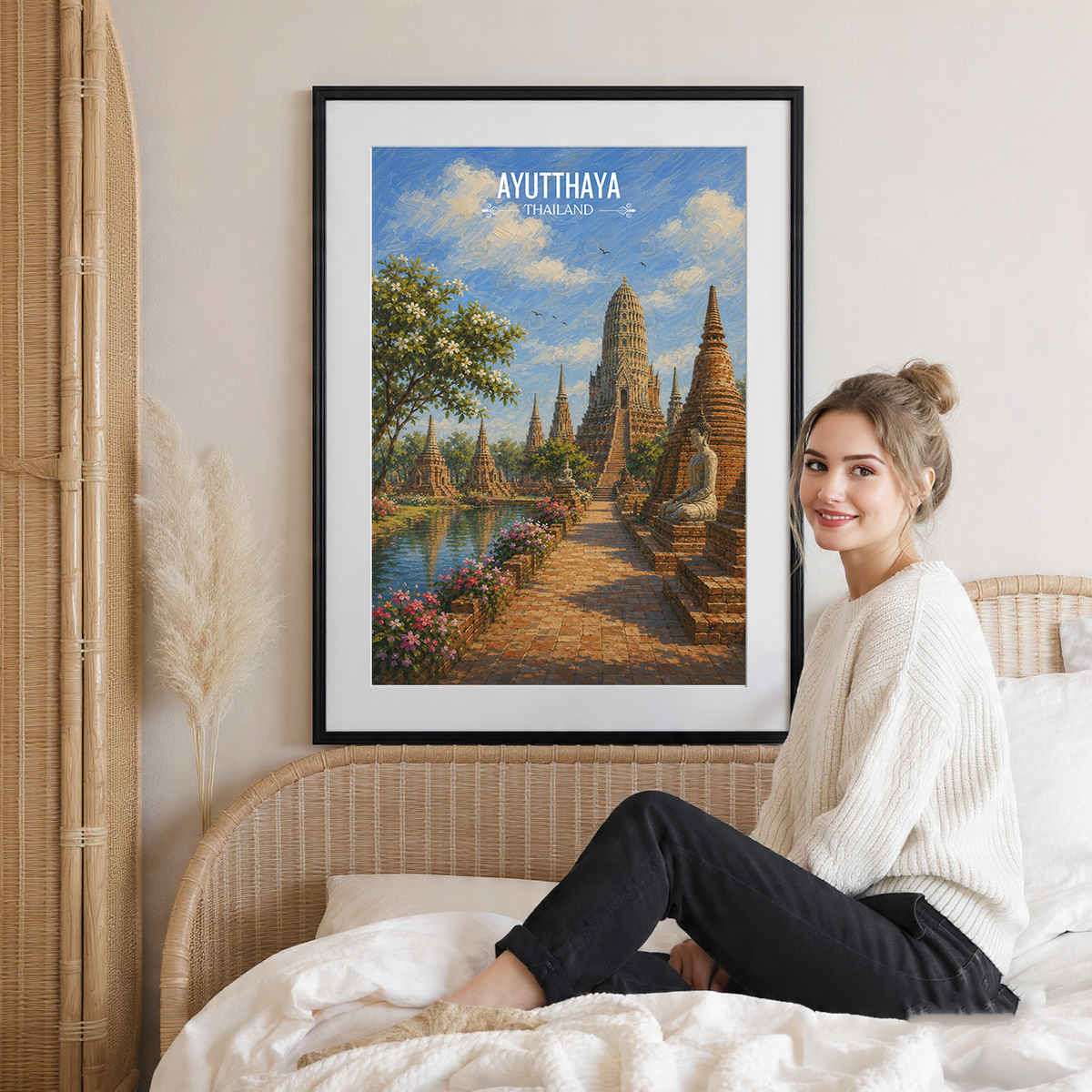 Ayutthaya - Thailand - Travel Poster Vintage Style Wall Art Print - Art Print - Travel Art Poster