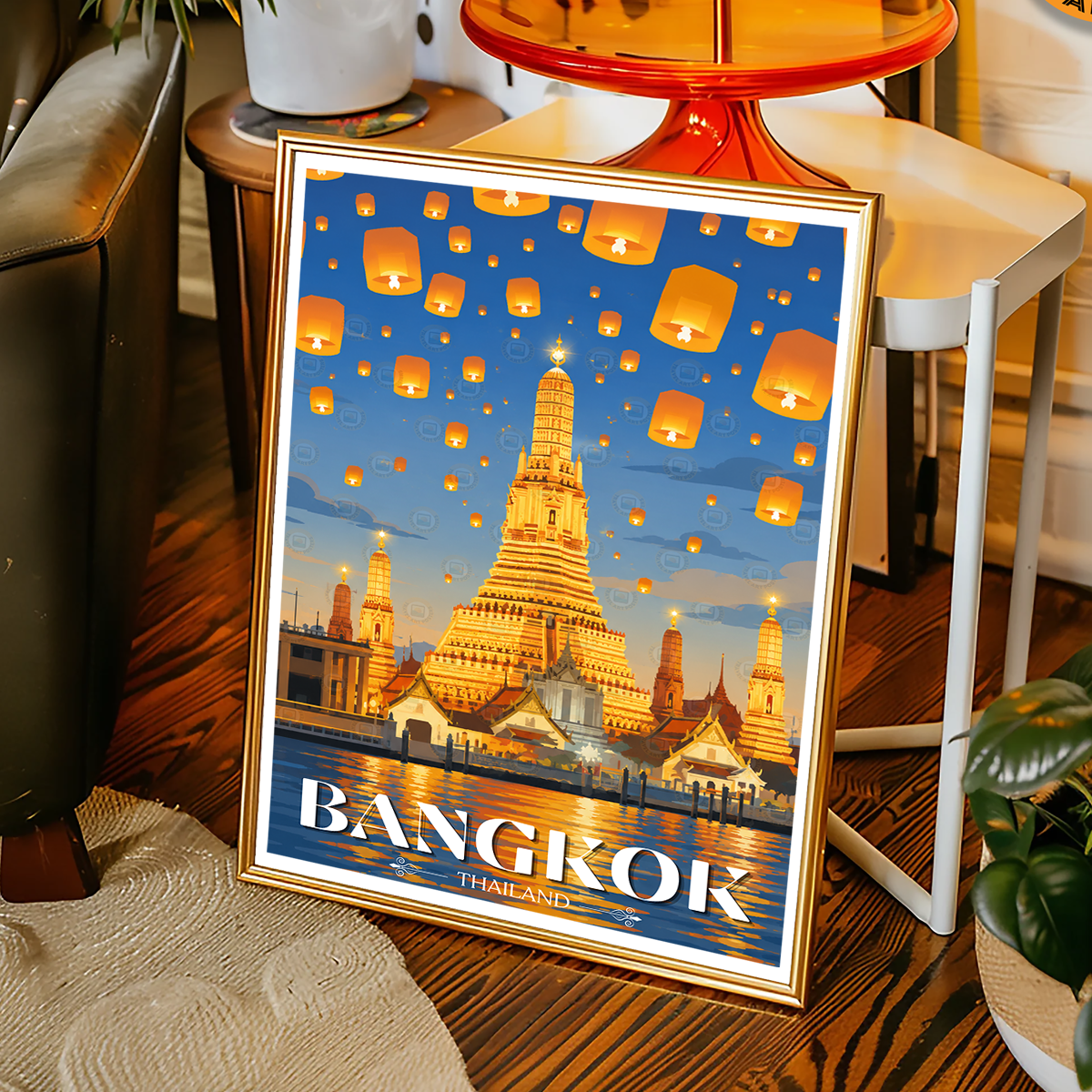 Bangkok - Thailand - Travel Poster Vintage Style Wall Art Print - Art Print - Travel Art Poster