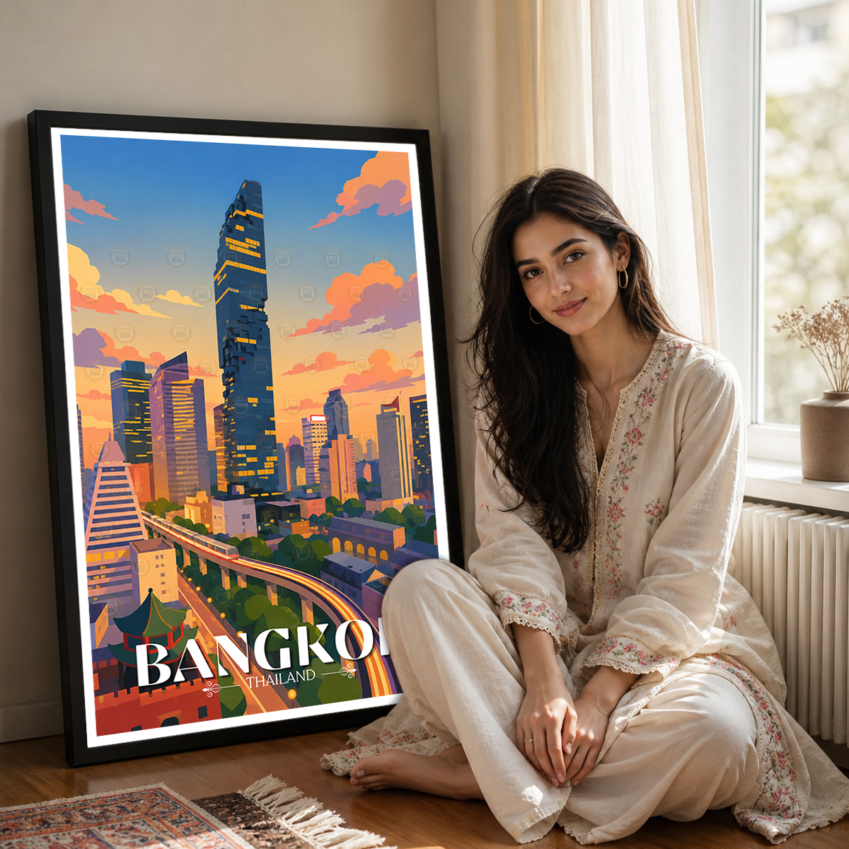 Bangkok - Thailand - Travel Poster Vintage Style Wall Art Print - Art Print - Travel Art Poster