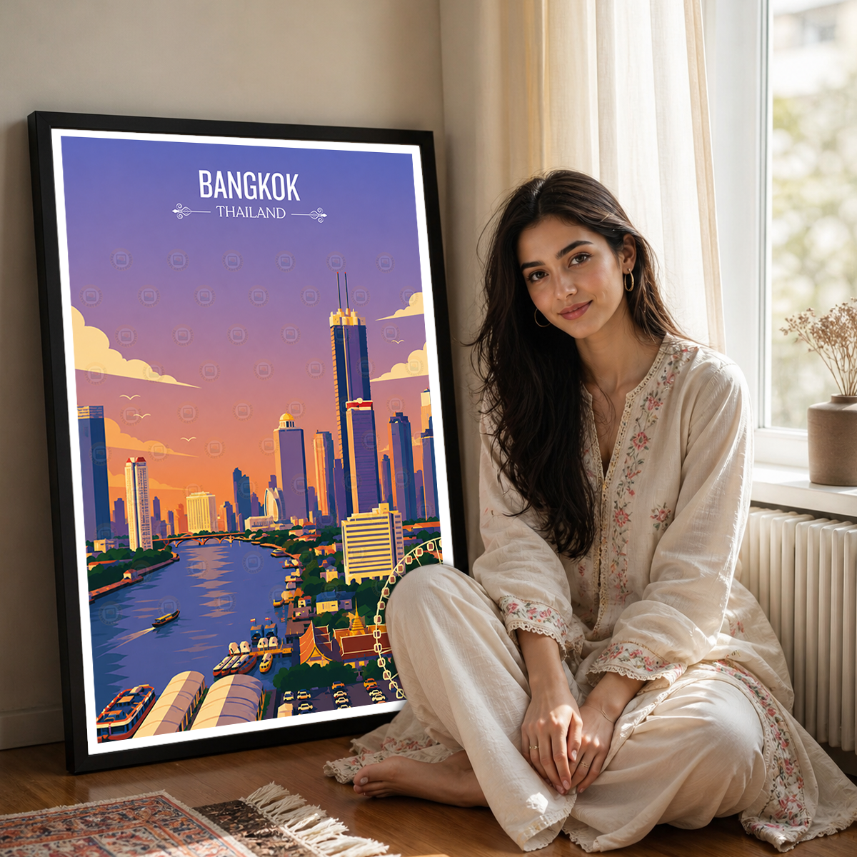 Bangkok - Thailand - Travel Poster Vintage Style Wall Art Print - Art Print - Travel Art Poster