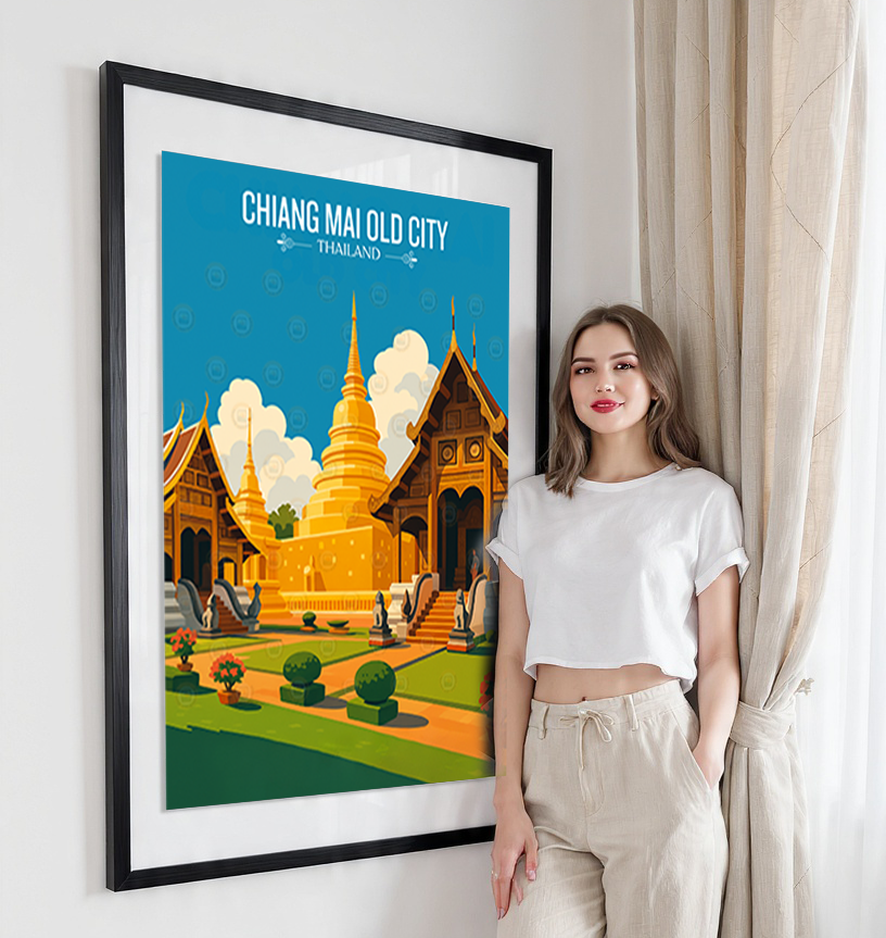 Chiang Mai Old City - Thailand - Travel Poster Vintage Style Wall Art Print - Art Print - Travel Art Poster
