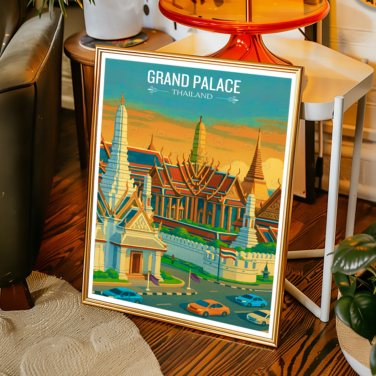 Grand Palace - Thailand - Travel Poster Vintage Style Wall Art Print - Art Print - Travel Art Poster