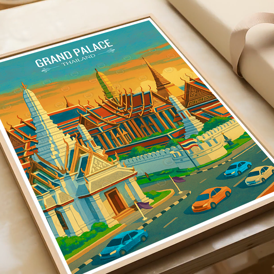 Grand Palace - Thailand - Travel Poster Vintage Style Wall Art Print - Art Print - Travel Art Poster
