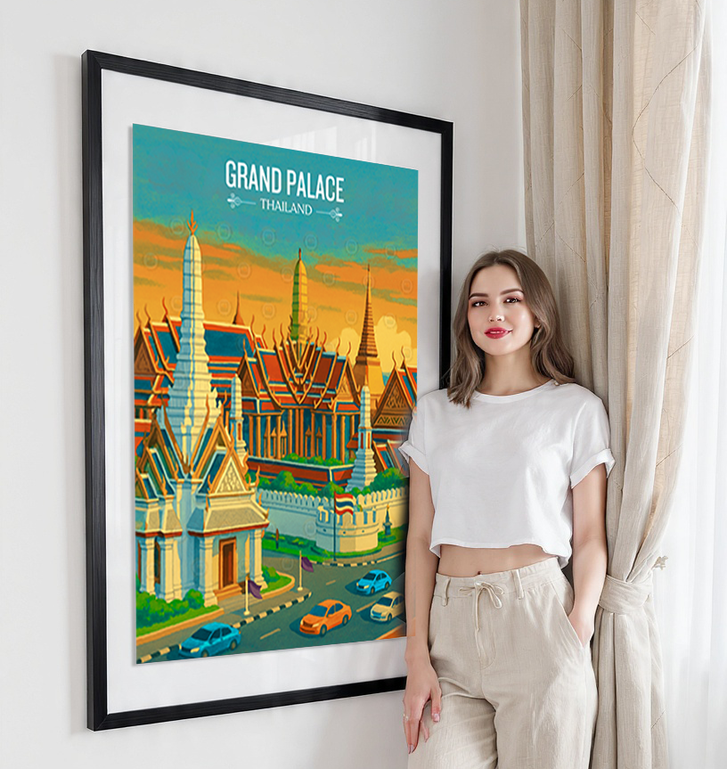 Grand Palace - Thailand - Travel Poster Vintage Style Wall Art Print - Art Print - Travel Art Poster