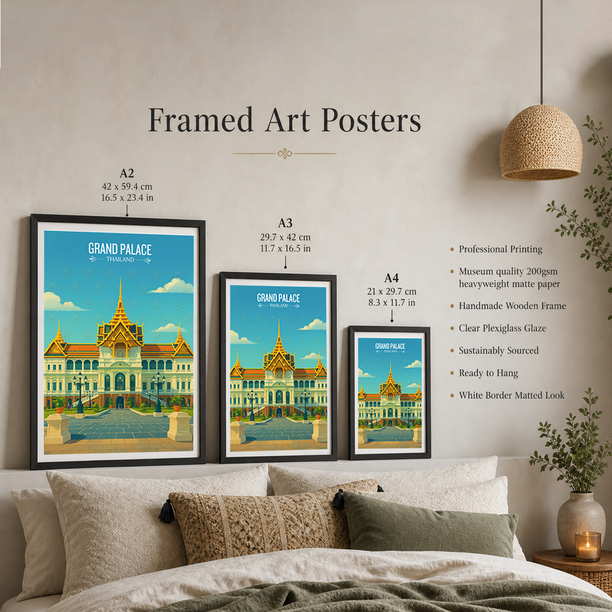 Grand Palace - Thailand - Travel Poster Vintage Style Wall Art Print - Art Print - Travel Art Poster
