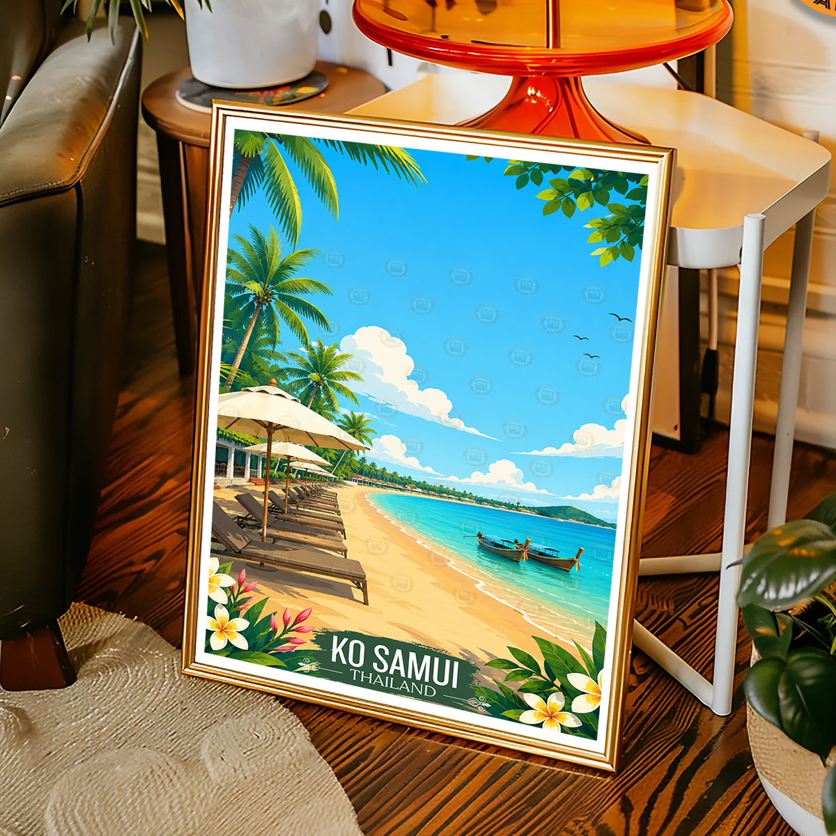 Ko Samui - Thailand - Travel Poster Vintage Style Wall Art Print - Art Print - Travel Art Poster