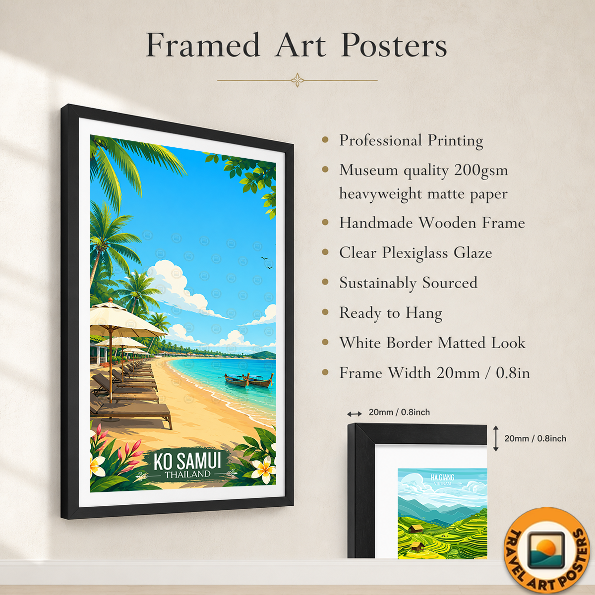 Ko Samui - Thailand - Travel Poster Vintage Style Wall Art Print - Art Print - Travel Art Poster