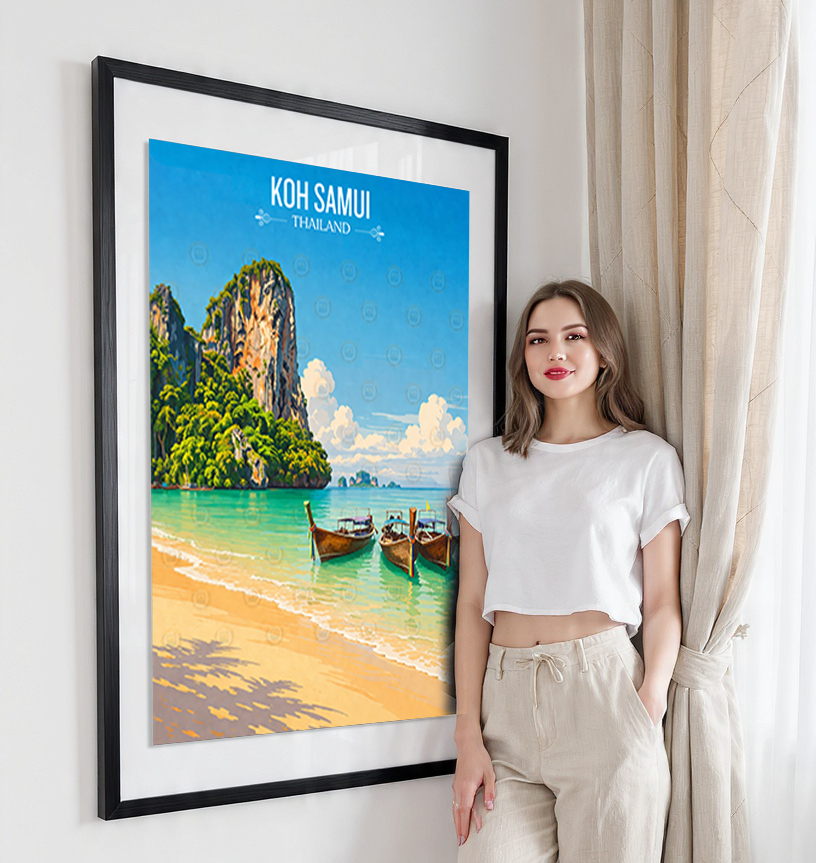 Koh Samui - Thailand - Travel Poster Vintage Style Wall Art Print - Art Print - Travel Art Poster