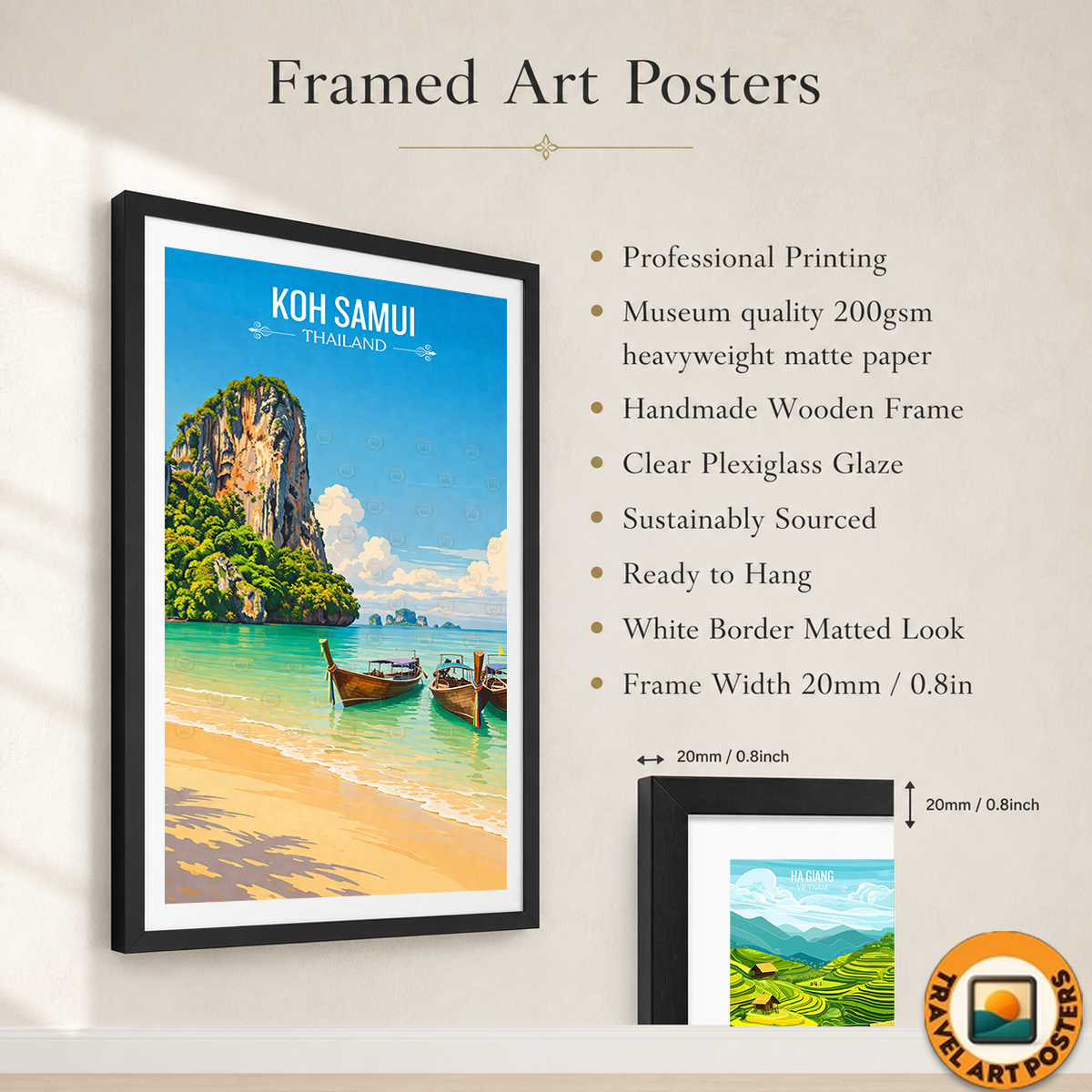 Koh Samui - Thailand - Travel Poster Vintage Style Wall Art Print - Art Print - Travel Art Poster