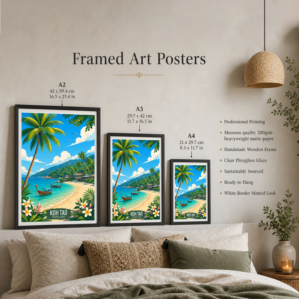 Koh Tao - Thailand - Travel Poster Vintage Style Wall Art Print