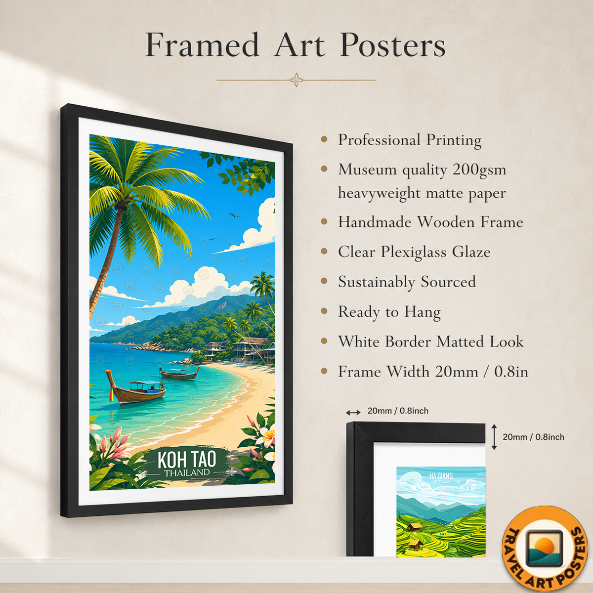 Koh Tao - Thailand - Travel Poster Vintage Style Wall Art Print
