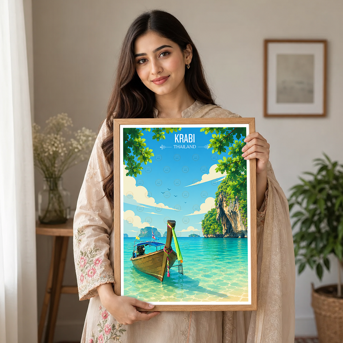 Krabi - Thailand - Travel Poster Vintage Style Wall Art Print