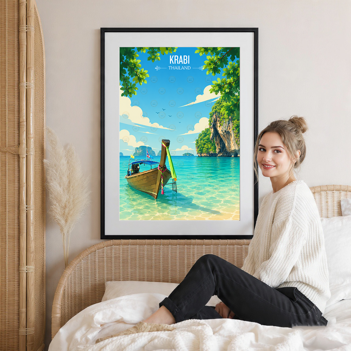 Krabi - Thailand - Travel Poster Vintage Style Wall Art Print