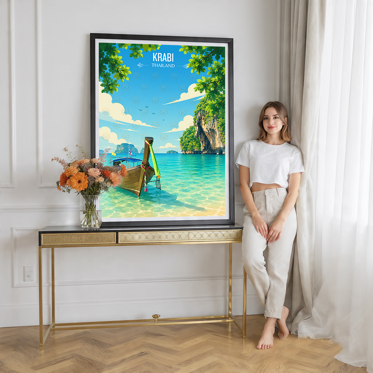 Krabi - Thailand - Travel Poster Vintage Style Wall Art Print