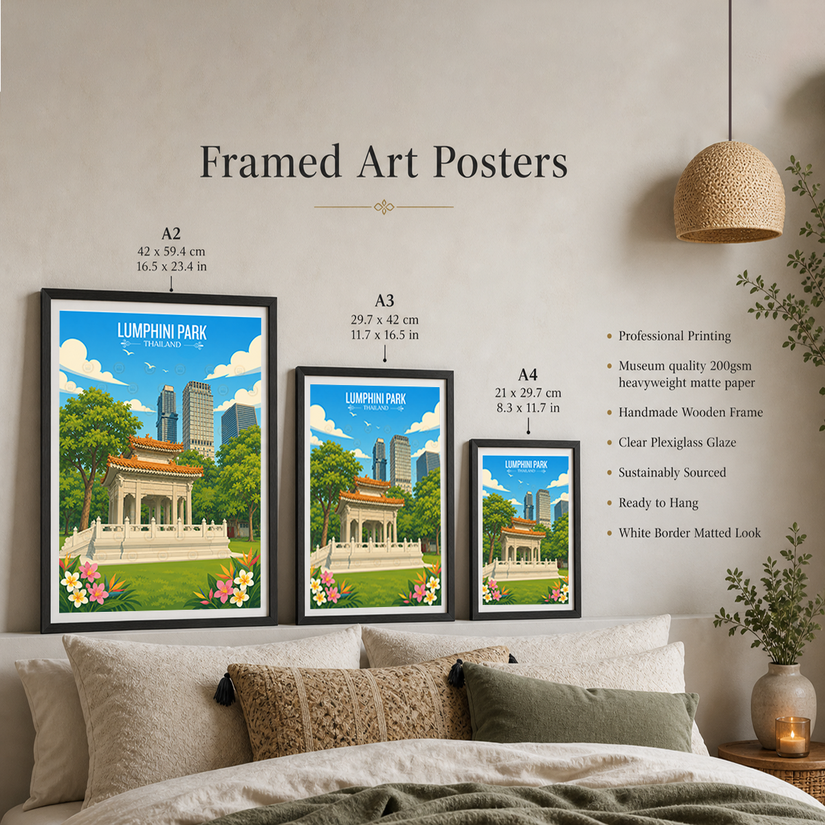 Lumphini Park - Thailand - Travel Poster Vintage Style Wall Art Print