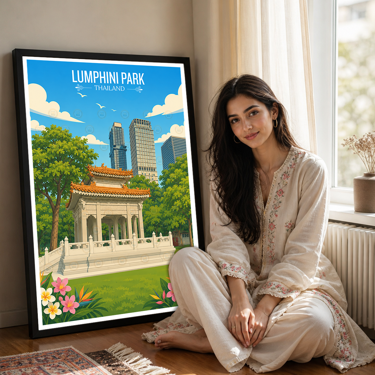 Lumphini Park - Thailand - Travel Poster Vintage Style Wall Art Print