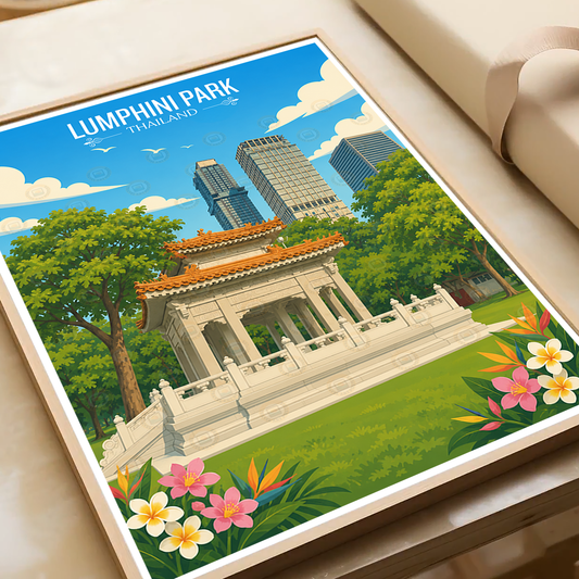 Lumphini Park - Thailand - Travel Poster Vintage Style Wall Art Print - Art Print - Travel Art Poster