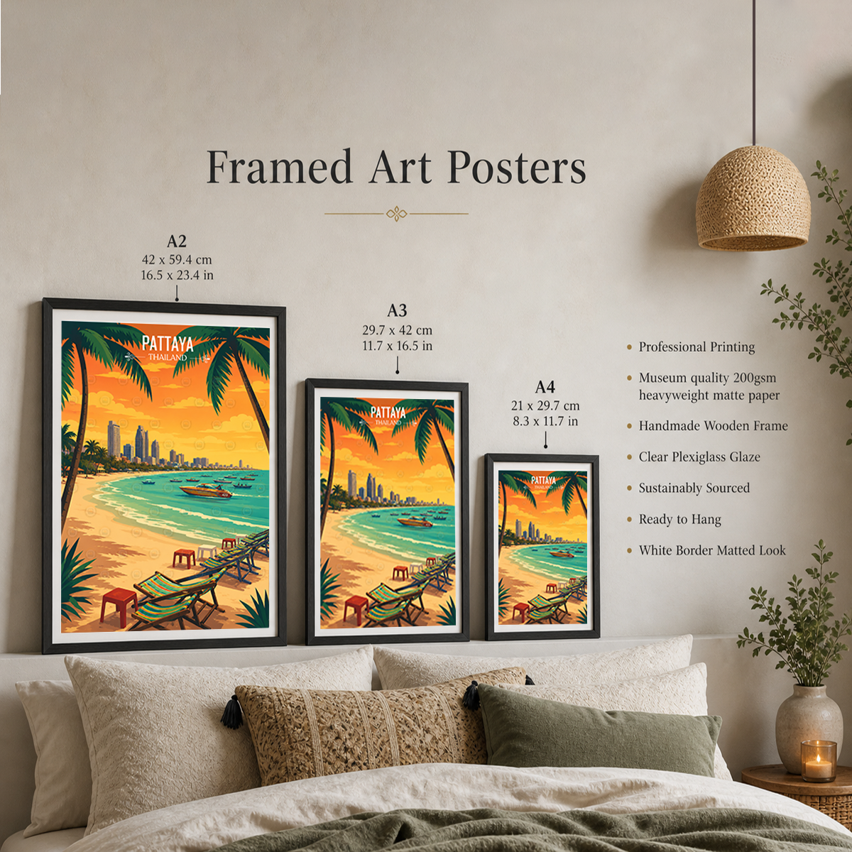 Pattaya - Thailand - Travel Poster Vintage Style Wall Art Print