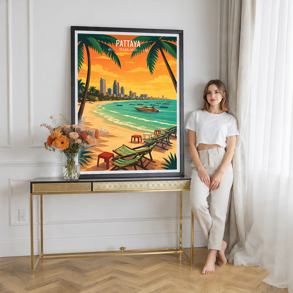 Pattaya - Thailand - Travel Poster Vintage Style Wall Art Print