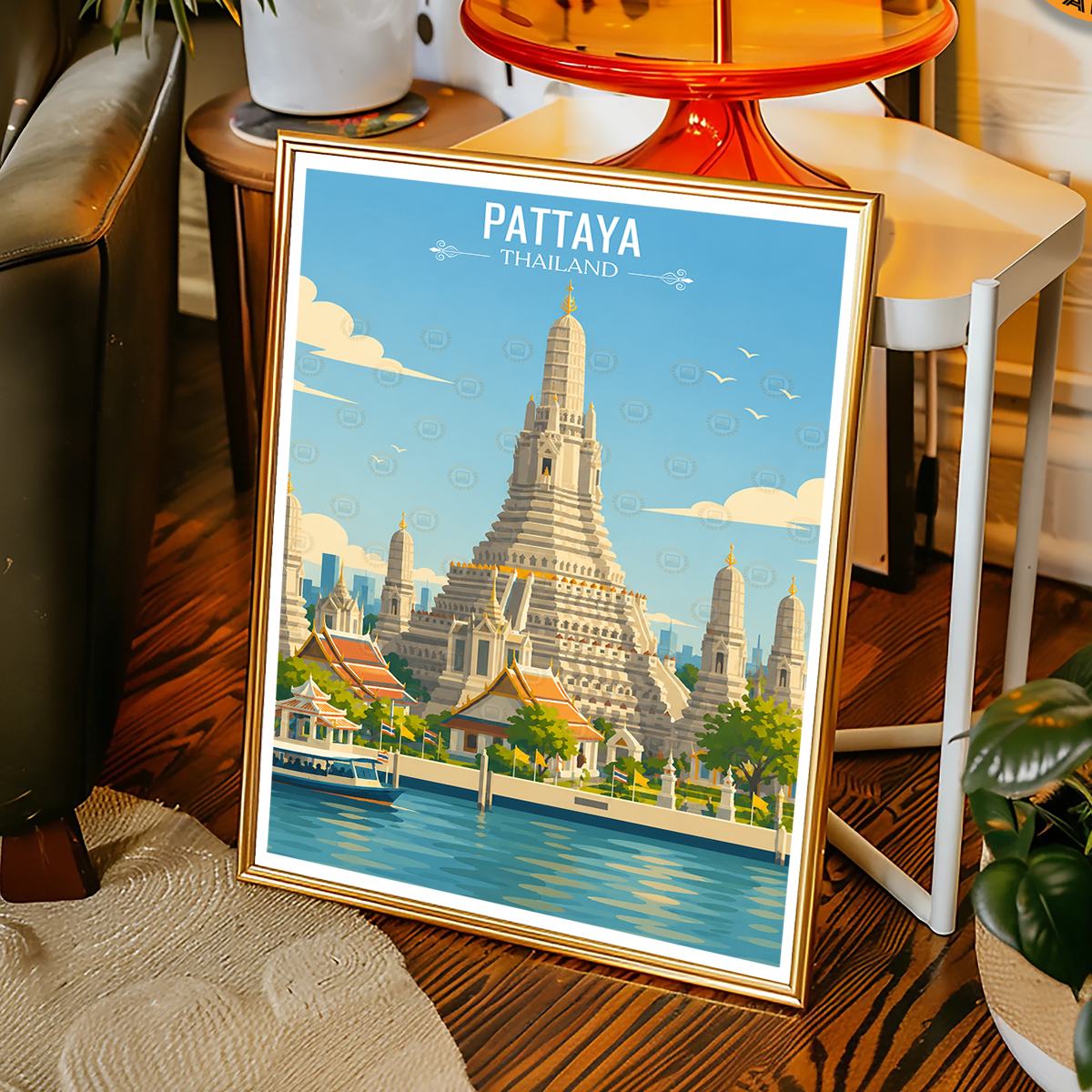 Pattaya - Thailand - Travel Poster Vintage Style Wall Art Print