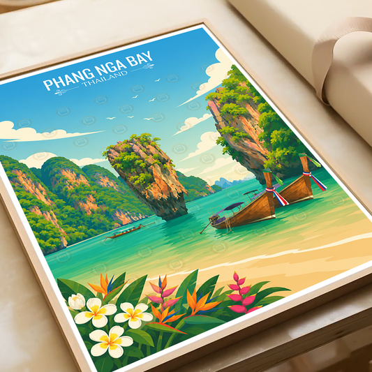 Phang NGA Bay - Thailand - Travel Poster Vintage Style Wall Art Print - Art Print - Travel Art Poster