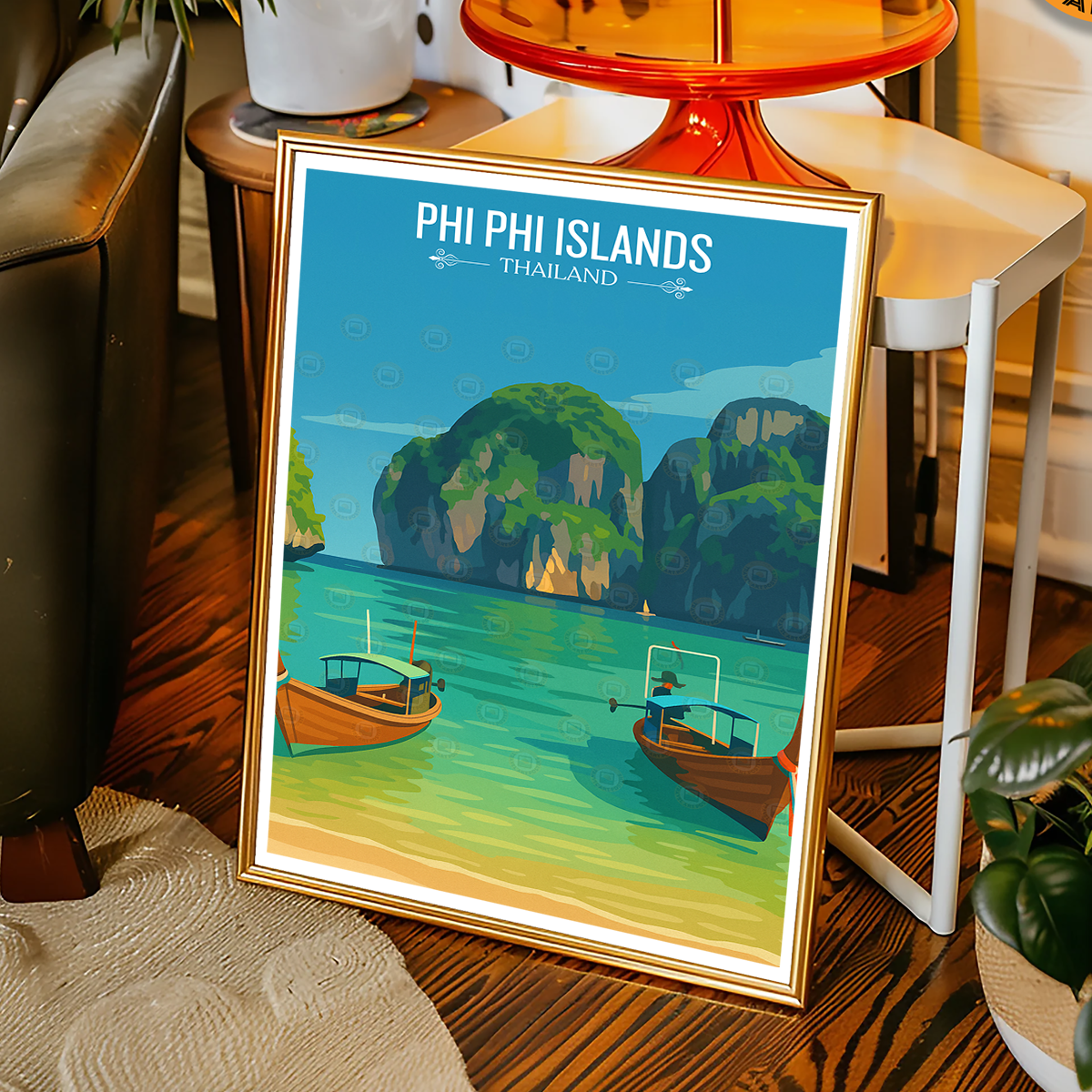 Phi Phi Island - Thailand - Travel Poster Vintage Style Wall Art Print