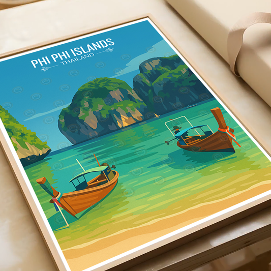 Phi Phi Island - Thailand - Travel Poster Vintage Style Wall Art Print - Art Print - Travel Art Poster