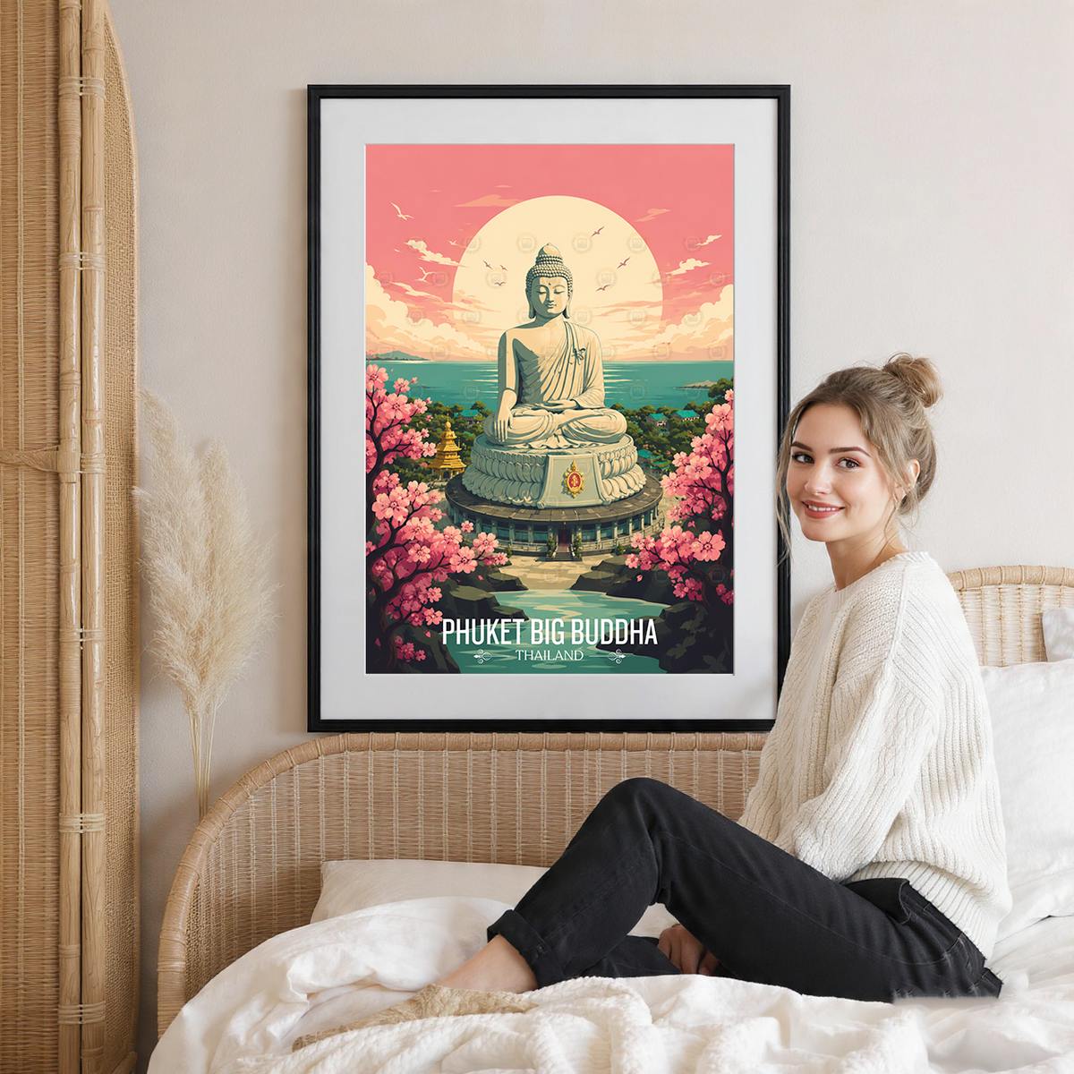 Phuket Big Buddha - Thailand - Travel Poster Vintage Style Wall Art Print