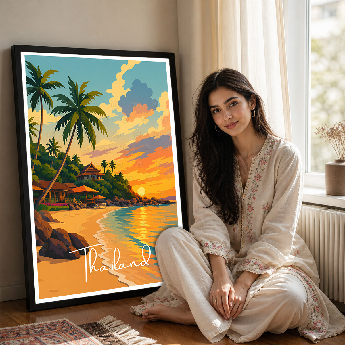 Thailand - Travel Poster Vintage Style Wall Art Print