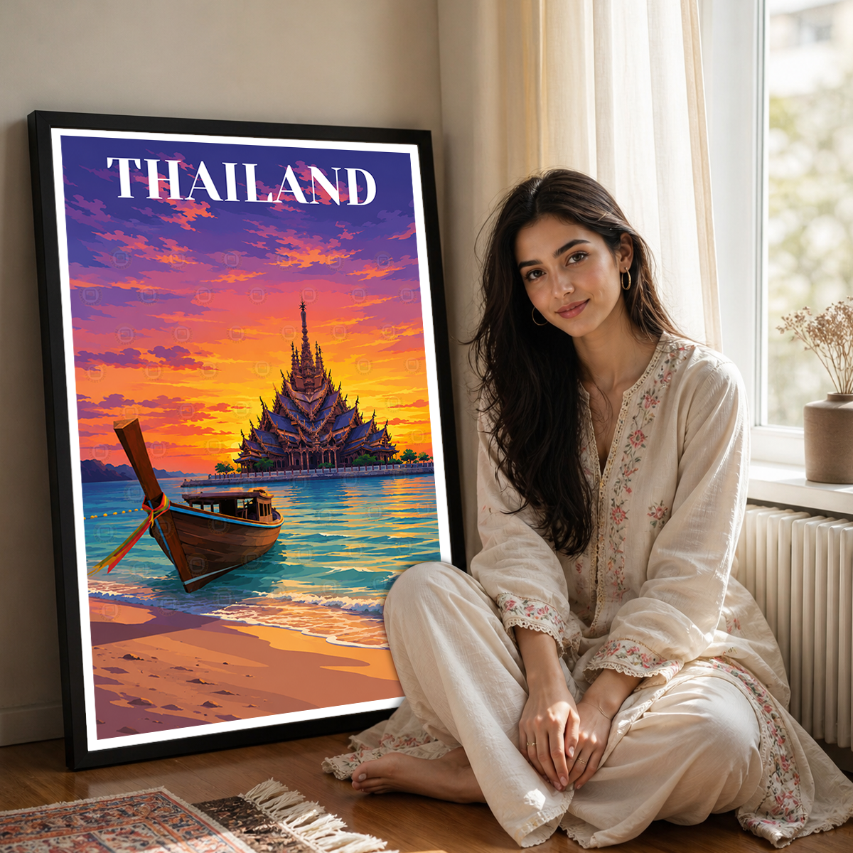 Thailand - Travel Poster Vintage Style Wall Art Print