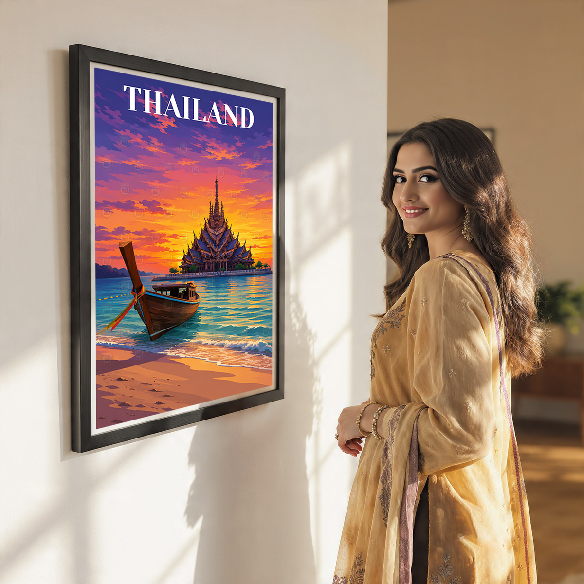 Thailand - Travel Poster Vintage Style Wall Art Print