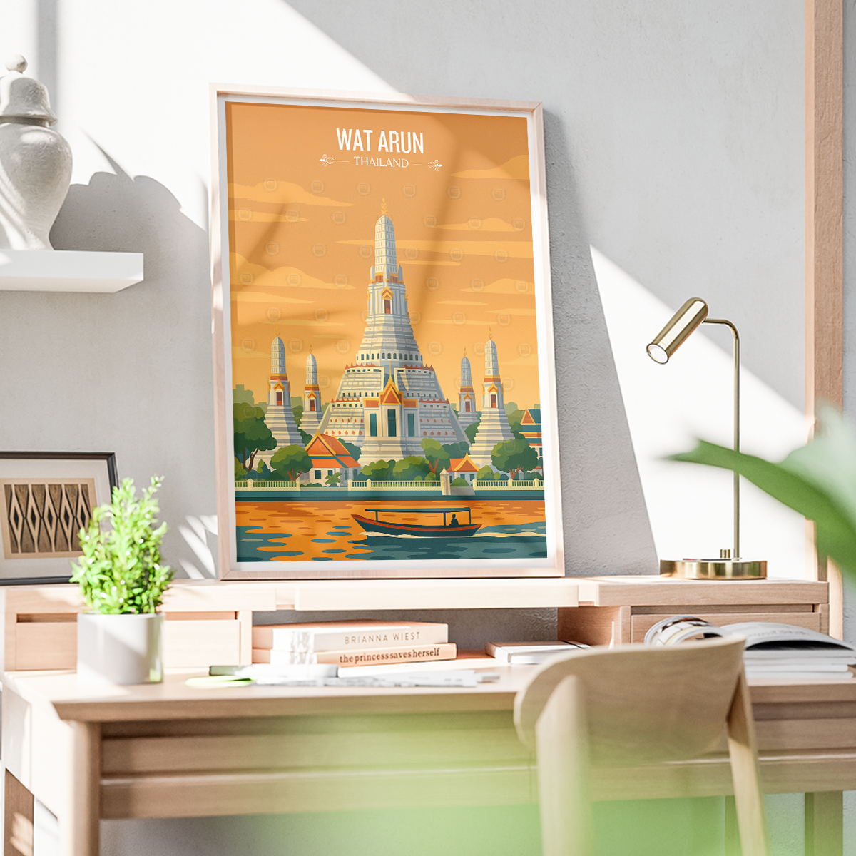 Wat Arun - Thailand - Travel Poster Vintage Style Wall Art Print