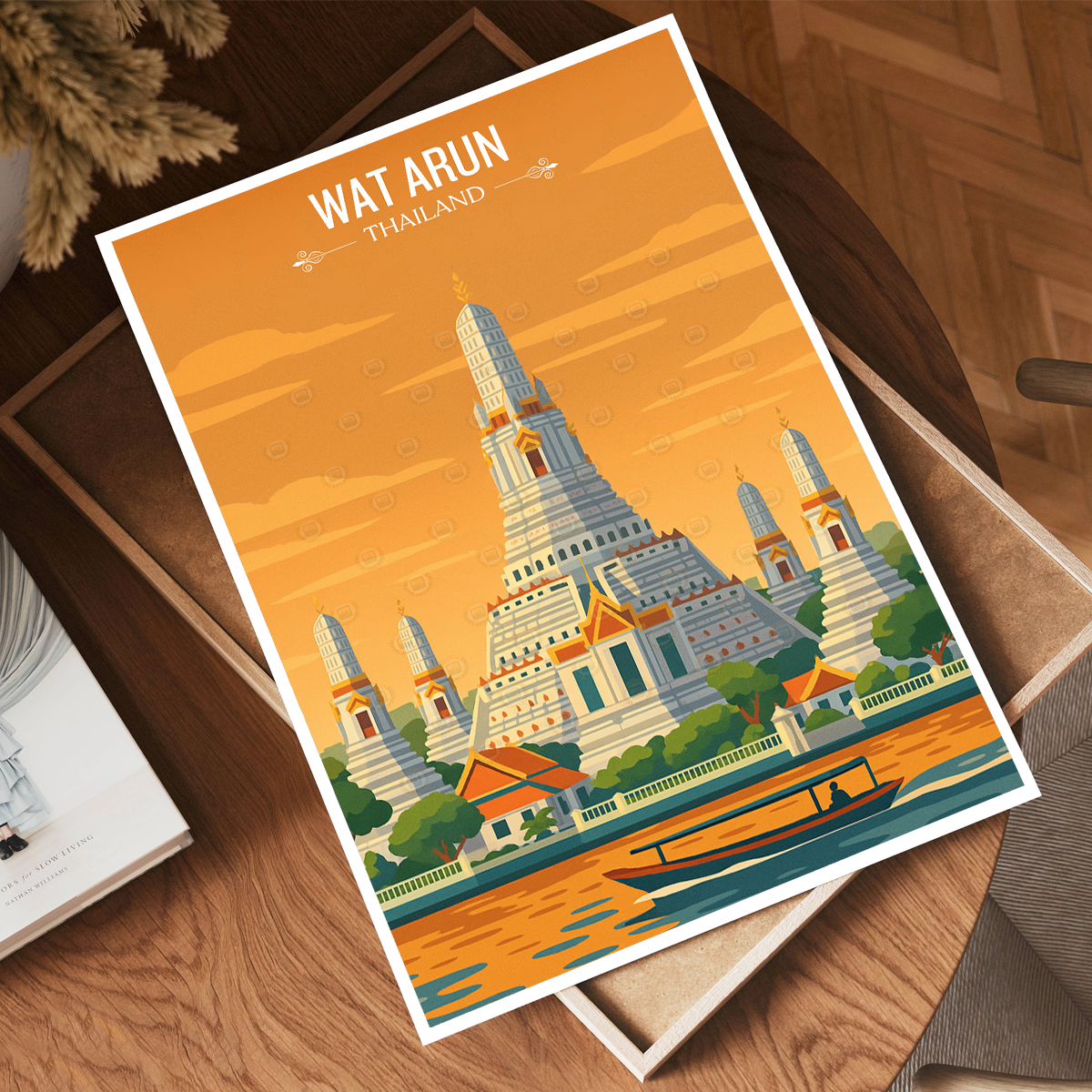 Wat Arun - Thailand - Travel Poster Vintage Style Wall Art Print