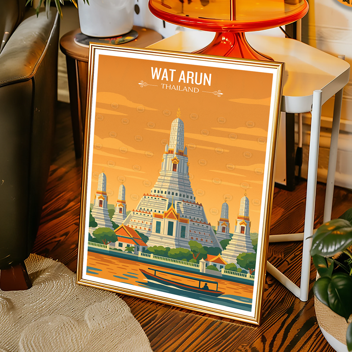 Wat Arun - Thailand - Travel Poster Vintage Style Wall Art Print