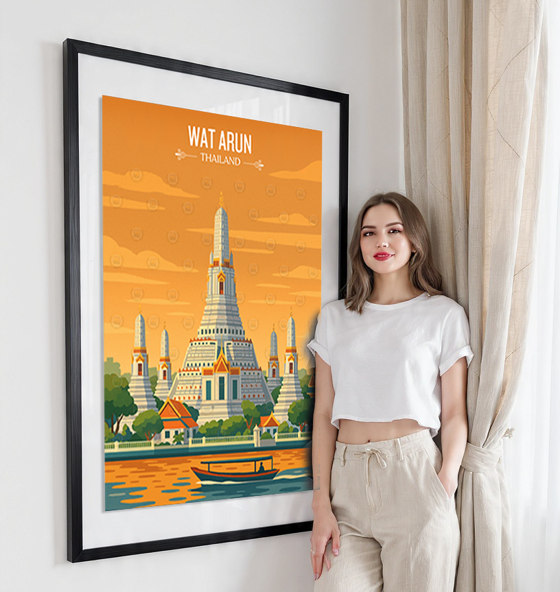 Wat Arun - Thailand - Travel Poster Vintage Style Wall Art Print