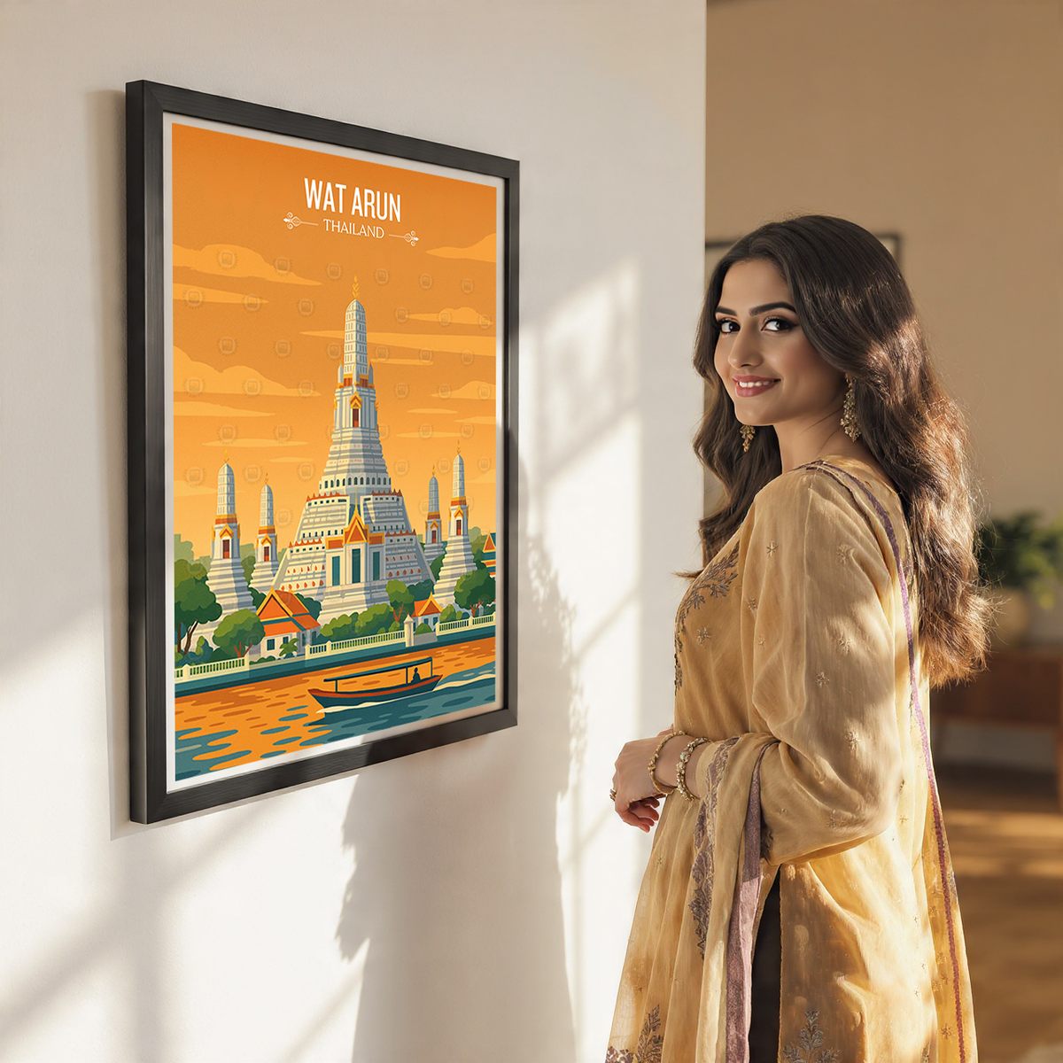 Wat Arun - Thailand - Travel Poster Vintage Style Wall Art Print