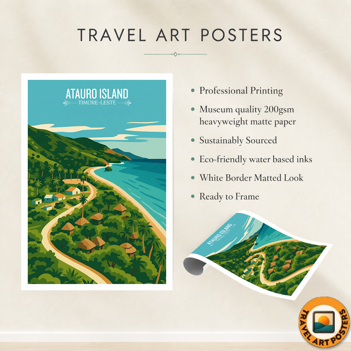 Atauro Island - Timor-Leste - Travel Poster Vintage Style Wall Art Print