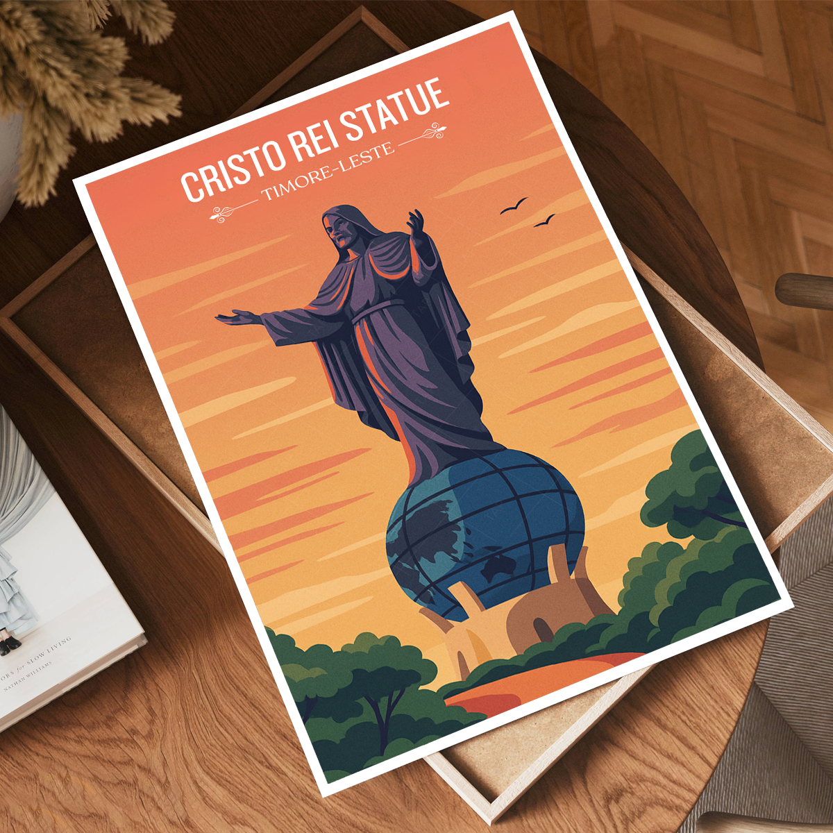 Cristo Rei Statue - Timor-Leste - Travel Poster Vintage Style Wall Art Print