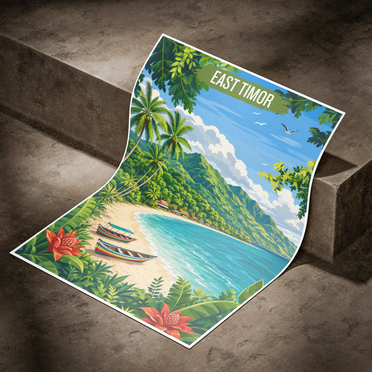 East Timor - Timor-Leste - Travel Poster Vintage Style Wall Art Print