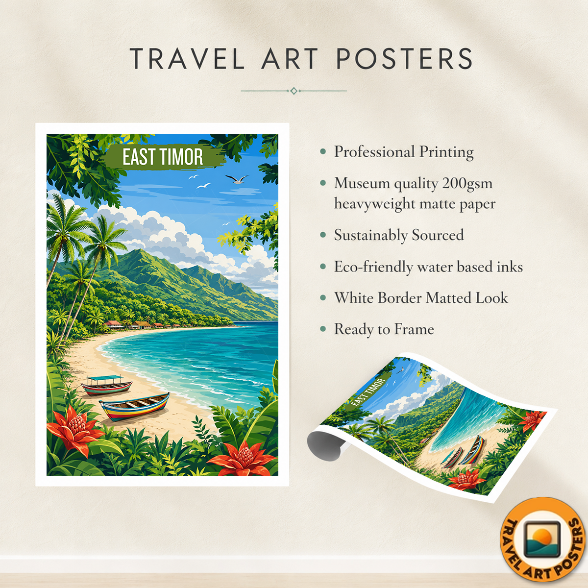 East Timor - Timor-Leste - Travel Poster Vintage Style Wall Art Print