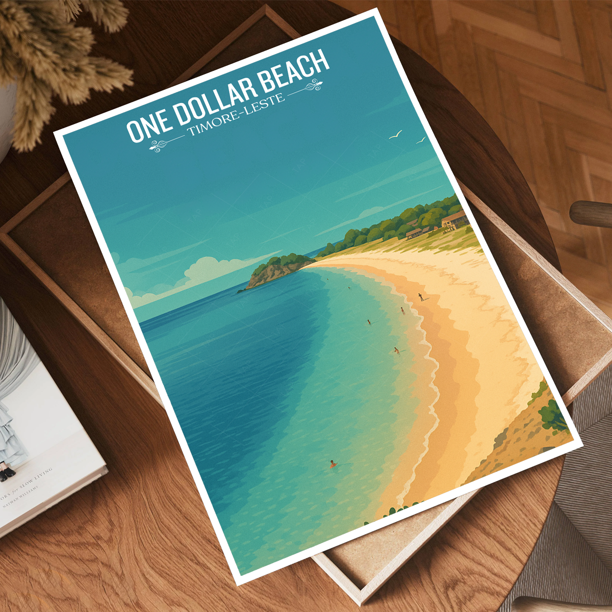 One Dollar Beach - Timor-Leste - Travel Poster Vintage Style Wall Art Print