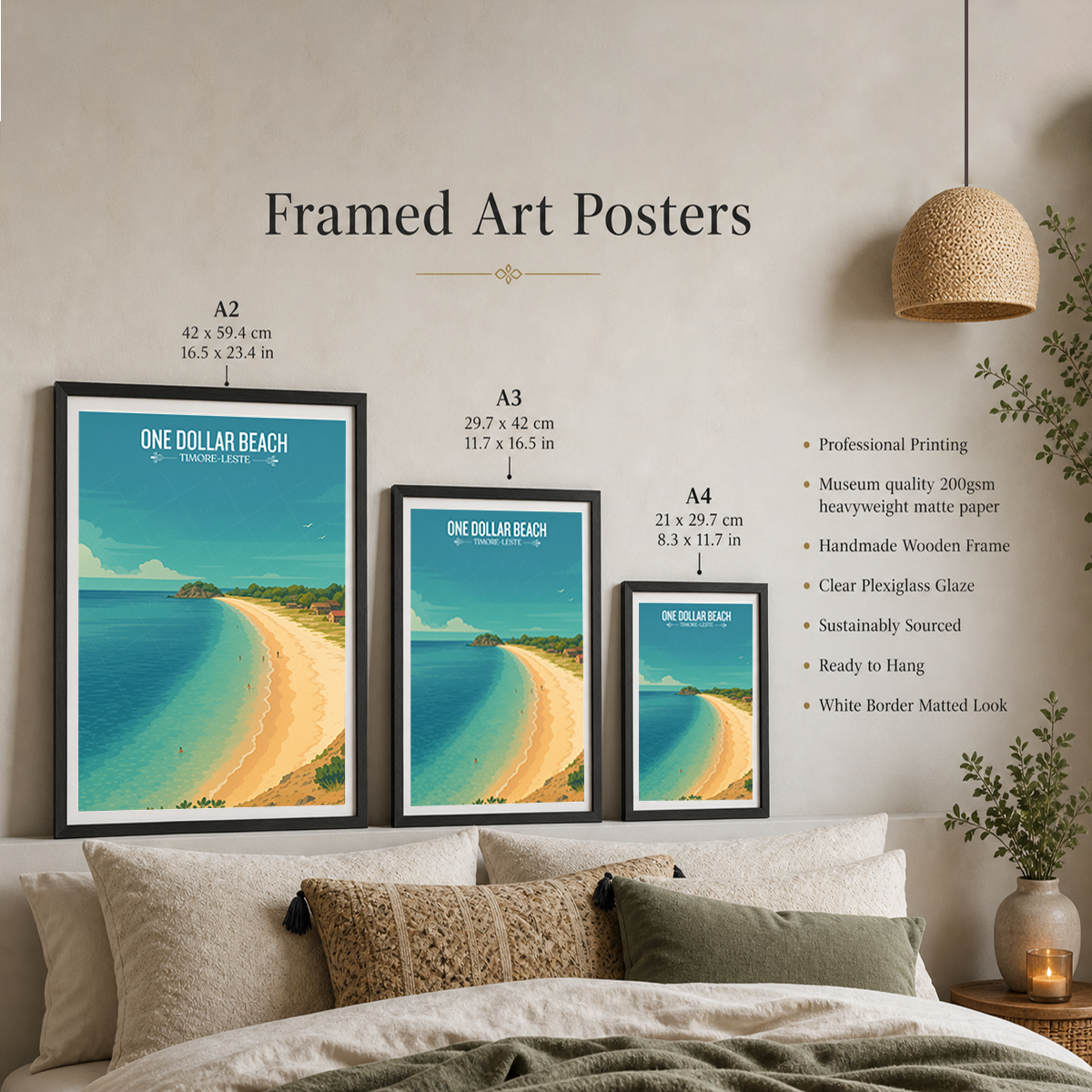 One Dollar Beach - Timor-Leste - Travel Poster Vintage Style Wall Art Print